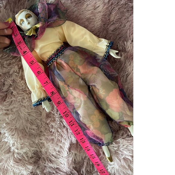 Vintage porcelain Venetian doll - Harlequin - 16 inches- collectible doll - Picture 11 of 12